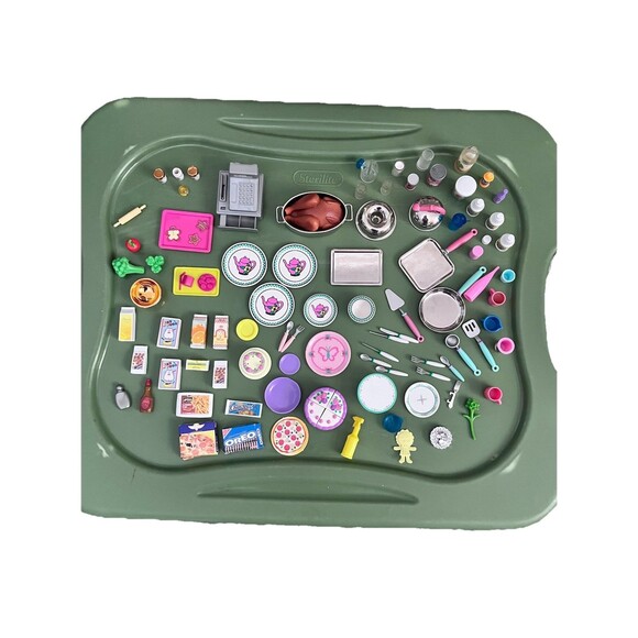 Tyco Other - 1996 Tyco Kitchen Littles Barbie Dollhouse Size Food Accessories Lot 92 Pieces